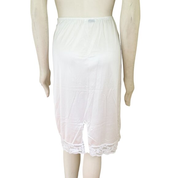 VTG CHRISTIAN DIOR Initial Monogram Satin Lace Half Slip in White SZ S - Picture 6 of 10